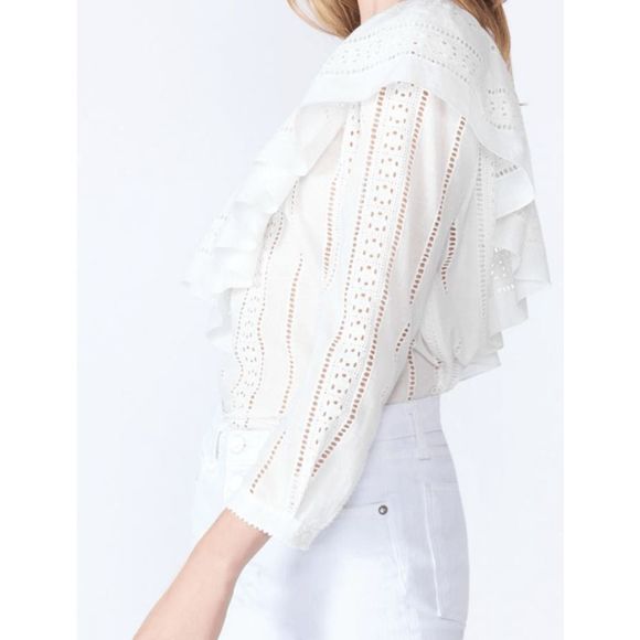 VERONICA BEARD Cruz Cotton Eyelet One Shoulder Top - Picture 4 of 4